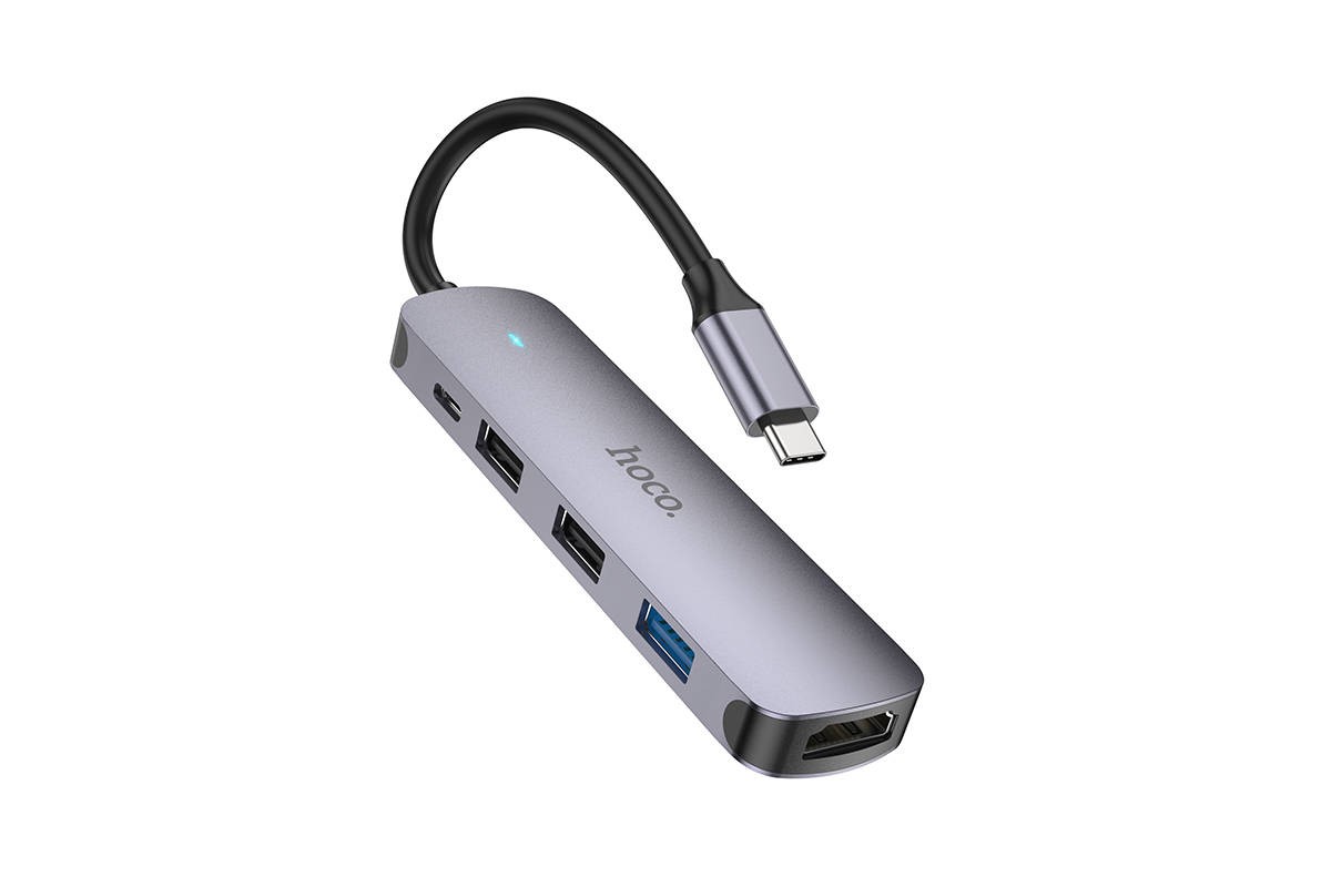 Разветвитель USB HUB HOCO HB27 Type-C многофункциональный конвертер (HDTV+USB3.0+USB2.0*2+PD)