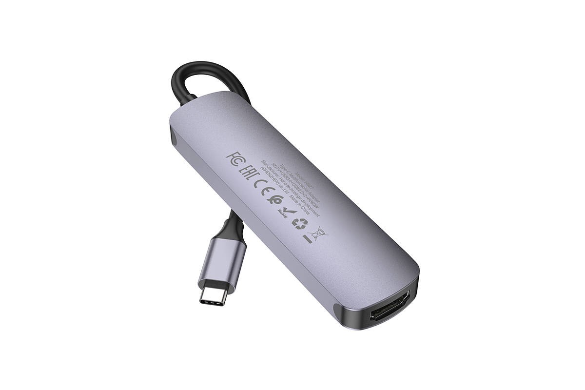 Разветвитель USB HUB HOCO HB27 Type-C многофункциональный конвертер (HDTV+USB3.0+USB2.0*2+PD)