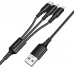 Кабель USB 3 в 1 BOROFONE BX50 Type-C/Lightning/Micro 2.4A (черный) 1 метр