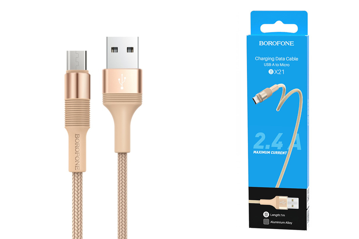 Кабель USB micro USB BOROFONE BX21 Outstanding charging data cable (золото) 1 метр