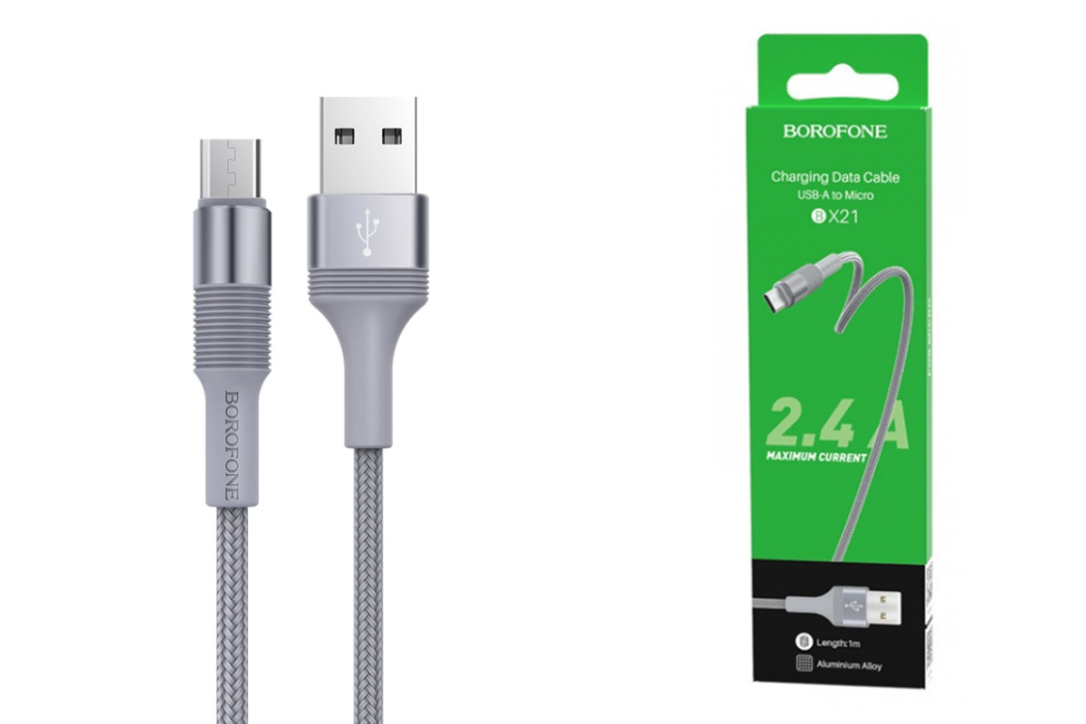 Кабель USB micro USB BOROFONE BX21 Outstanding charging data cable (серый) 1 метр