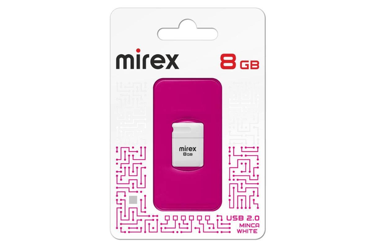 Флешка USB 2.0 Mirex MINCA WHITE 8GB (ecopack)