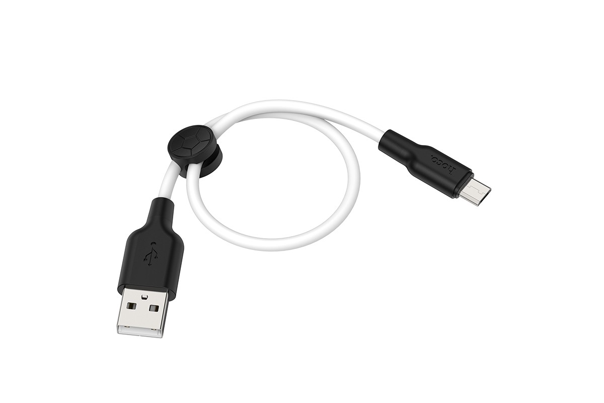 Кабель USB - MicroUSB HOCO X21 Plus 2,4A черно-белый 0,25 см (силикон)