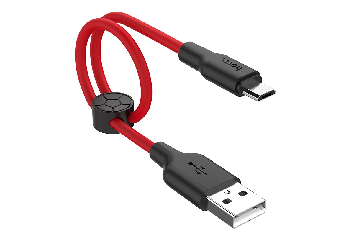 Кабель USB - MicroUSB HOCO X21 Plus 2,4A черно-красный 0,25 см (силикон)