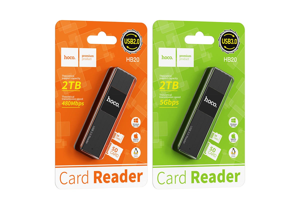 Card-Reader  HOCO HB20  SD/microSD USB 3.0 черный