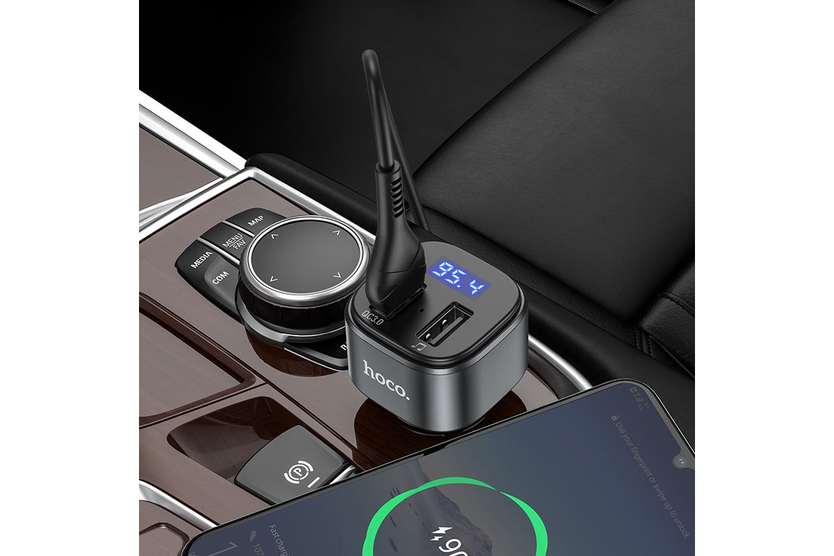 USB MP3 плеер +FM трансмиттер с диспл. HOCO E57 Fighter QC3.0 car BT FM transmitter
