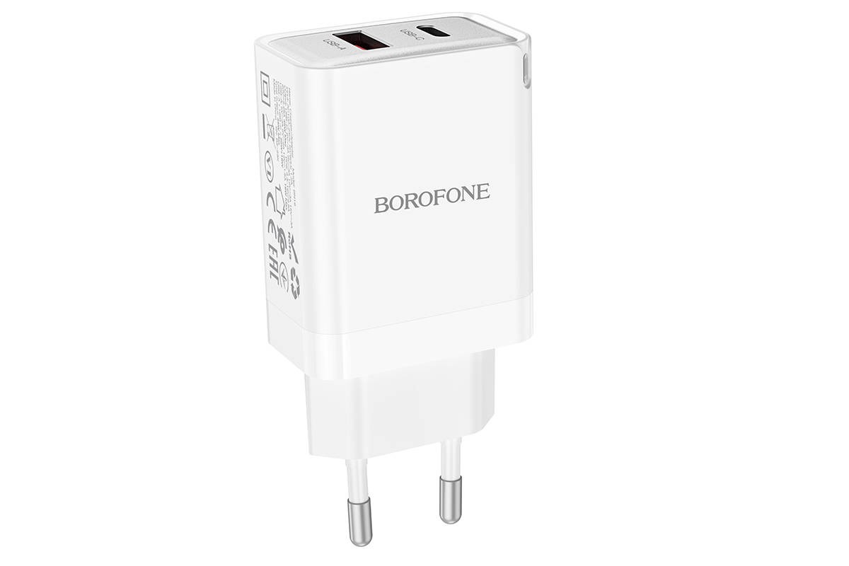 Сетевое зарядное устройство USB + USB-C BOROFONE BN16 Tough PD45W + QC 3.0 (белый)