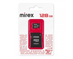 Карта памяти microSDХC MIREX 128 GB UHS-I U3 (сlass 10) с адаптером (13613-AD3UH128)