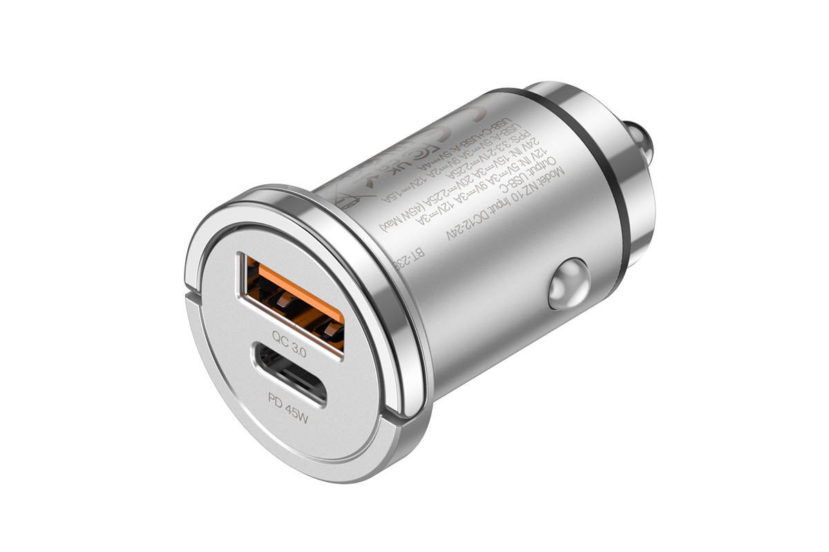 Автомобильное зарядное устройство АЗУ USB + USB-C HOCO NZ10 Handy QC3.0 + PD25W (черный)
