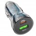 Автомобильное зарядное устройство АЗУ USB + Type-C HOCO Z47A Transperent PD30W+QC3.0 (черный прозрачный)