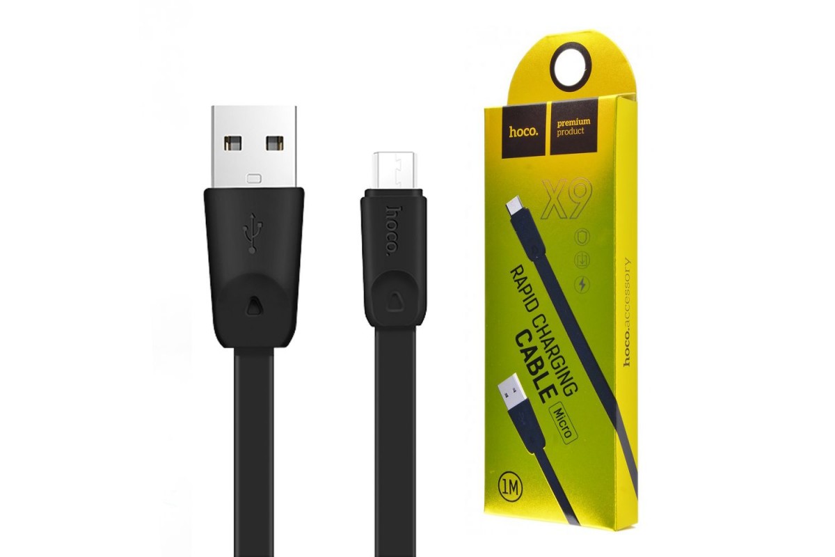 Кабель USB micro USB HOCO X9 Premium (черный) плоский 1 метр