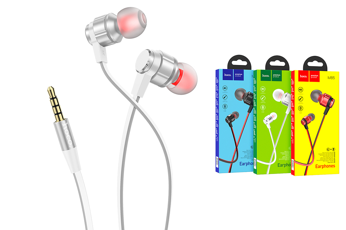 Наушники HOCO M85 Platinum sound universal earphones серебристая