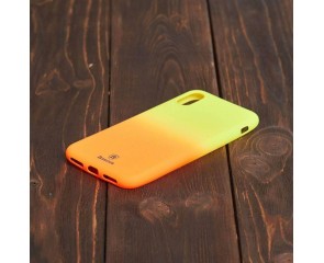 Чехол силиконовый iPhone X Baseus (желто-красный)