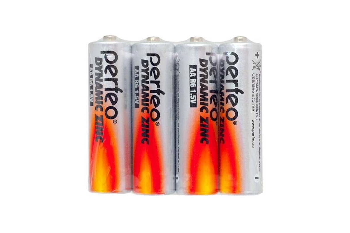Батарея солевая Perfeo R6 AA/4SH Dynamic Zinc спайка цена за 4 шт