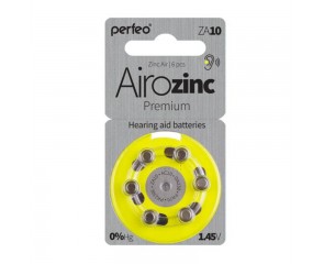 Батарейка часовая для слуховых аппаратов Perfeo ZA10/6BL Airozinc Premium