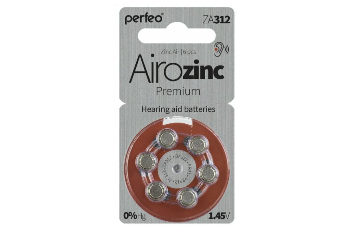 Батарейка часовая для слуховых аппаратов Perfeo ZA13/6BL Airozinc Premium
