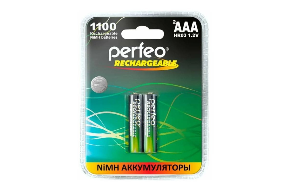 Аккумулятор Ni-MH Perfeo AAA 1100mAh/2BL (Пластиковый блистер, цена за 2 штуки)