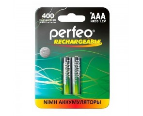 Аккумулятор Ni-MH Perfeo AAA 400mAh/2BL (Картонный блистер, цена за 2 штуки)