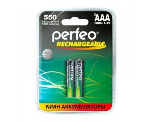 Аккумулятор Ni-MH Perfeo AAA 550mAh/2BL (Пластиковый блистер, цена за 2 штуки)