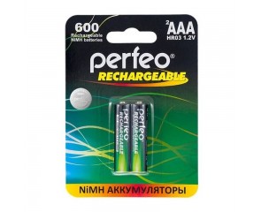 Аккумулятор Ni-MH Perfeo AAA 600mAh/2BL (Картонный блистер, цена за 2 штуки)