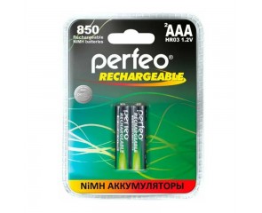 Аккумулятор Ni-MH Perfeo AAA 850mAh/2BL (Пластиковый блистер, цена за 2 штуки)
