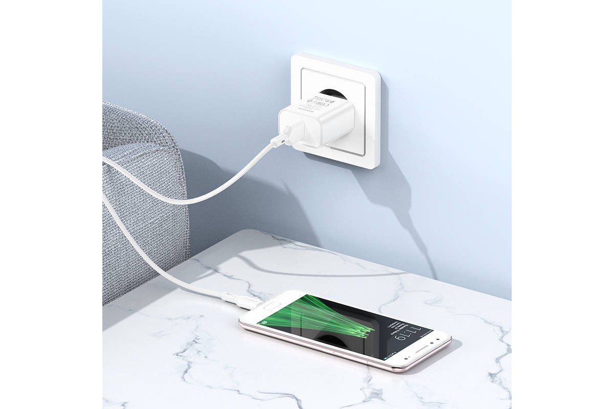 Сетевое зарядное устройство USB BOROFONE BA72A Spring single port QC3.0 (белый)