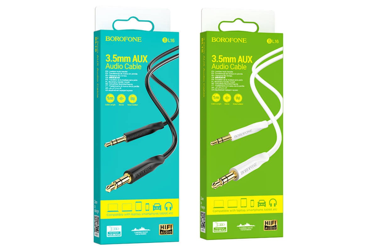 Кабель аудио AUX BOROFONE BL16 (Джек 3,5мм на гнездо 3,5мм) 1м (черный)