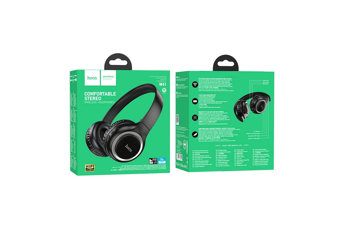 Наушники мониторные беспроводные HOCO W41 wireless headphones Bluetooth (черный)