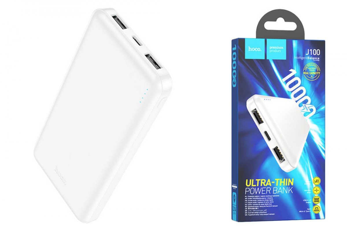 Универсальный дополнительный аккумулятор Power Bank HOCO J100 (10000 mAh) белый
