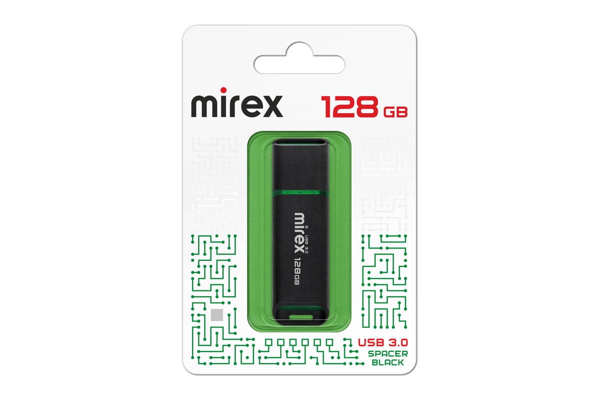 USB 3.0 флэш-накопитель 128 ГБ Mirex SPACER BLACK 128GB (ecopack)