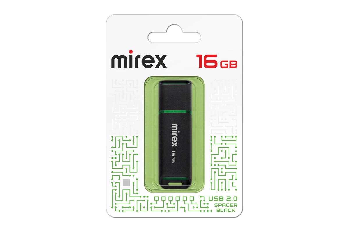 USB флэш-накопитель 16 ГБ Mirex SPACER BLACK 16GB (ecopack)