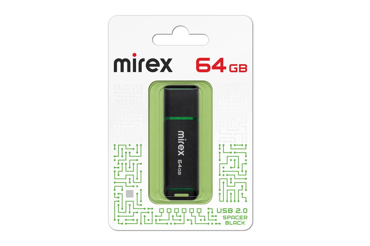 USB флэш-накопитель 64 ГБ Mirex SPACER BLACK 64GB (ecopack)