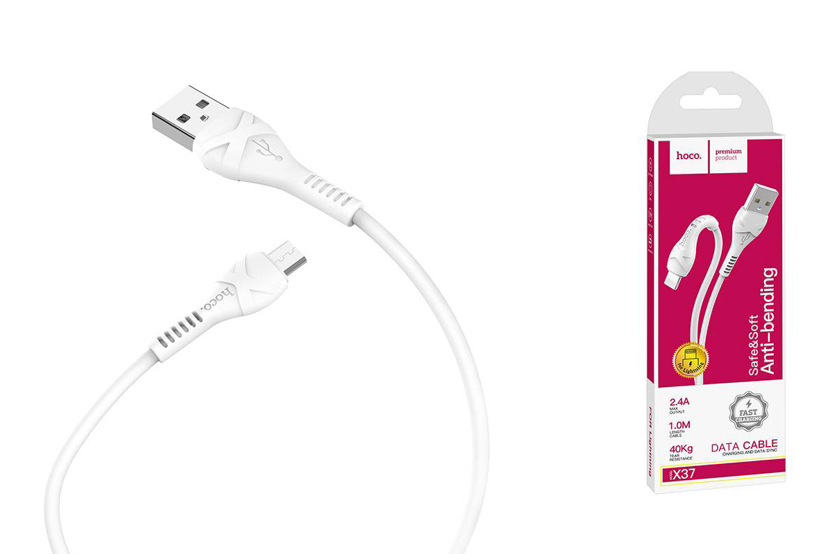 Кабель USB micro USB HOCO X37 Cool power charging data cable for Micro 1 метр белый