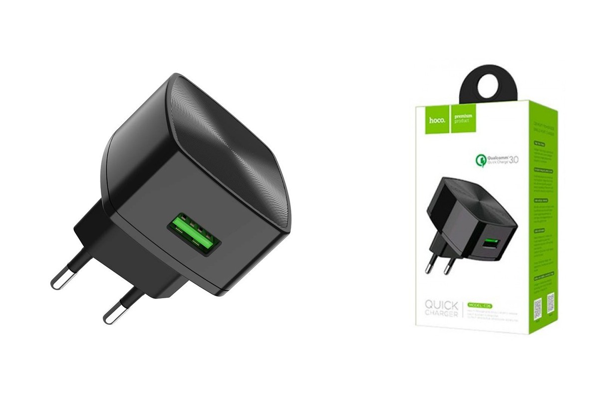 Сетевое зарядное устройство USB 2400mAh  HOCO C70A Cutting-edge single port QC3.0 charger черный