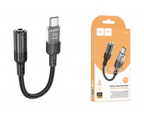 Адаптер для проводной гарнитуры c 3.5 мм на Type-C HOCO LS37 Spirit transparent digital audio converter Type-C to 3.5mm (черный)
