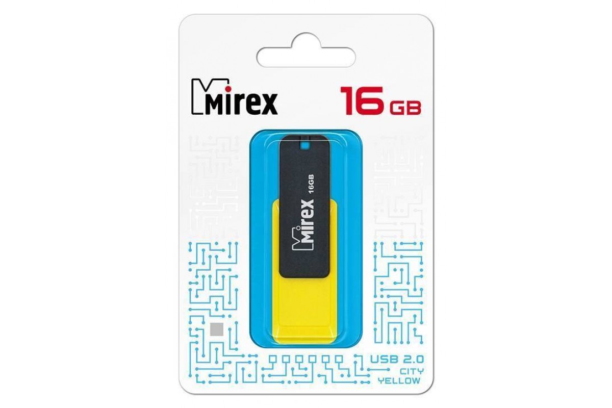 Флешка USB 2.0 Mirex CITY YELLOW 16GB (ecopack)