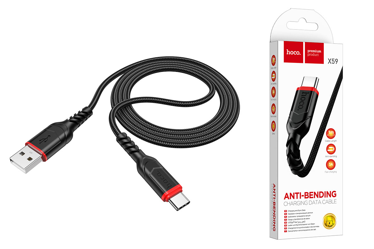 USB D.CABLE HOCO X59 charging cable for Type-C (черный) 1 метр