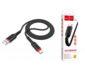 Кабель USB - USB Type-C HOCO X59, 2A (черный) 1м (в оплетке, с усилением сгиба)