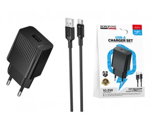 Сетевое зарядное устройство USB + кабель Type-C BOROFONE BAS71A Source 2100 mAh черный