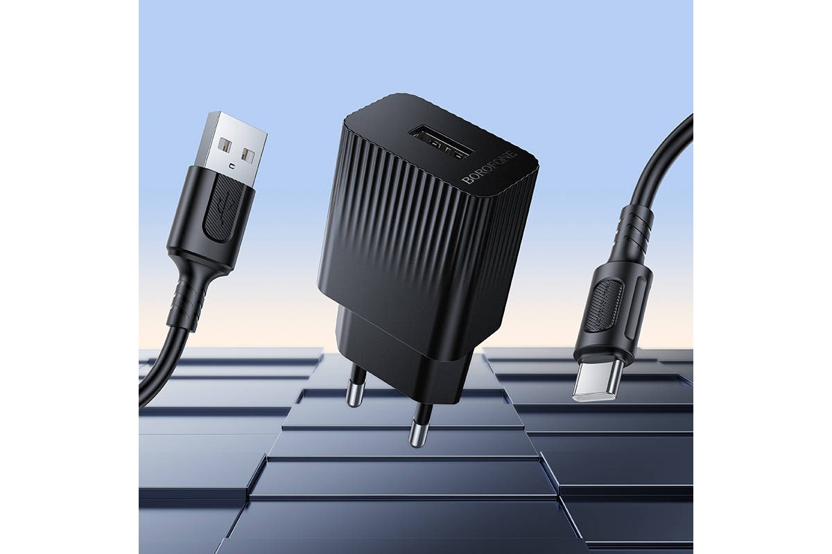 Сетевое зарядное устройство USB + кабель Type-C BOROFONE BAS71A Source 2100 mAh черный