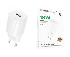Сетевое зарядное устройство USB BOROFONE BA102A Pudding QC3.0 (белый)