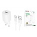Сетевое зарядное устройство USB + кабель Type-C BOROFONE BA102A Pudding QC3.0 (белый)