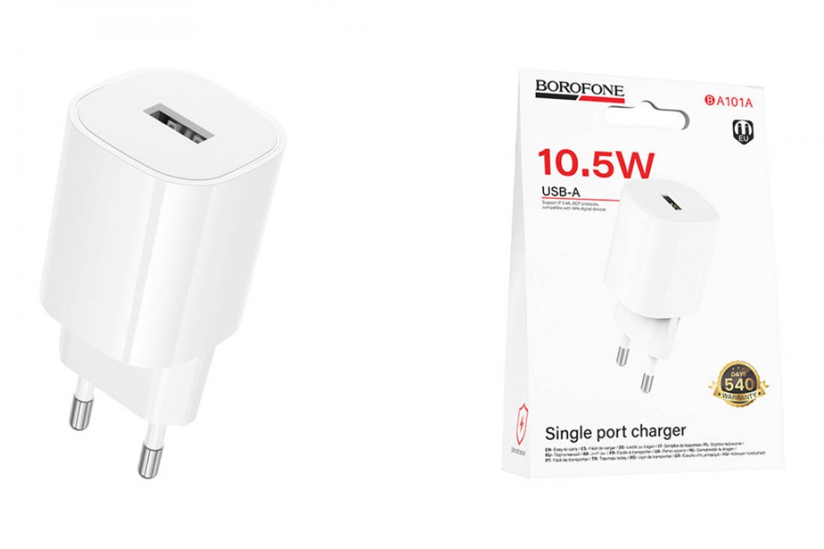 Сетевое зарядное устройство USB-C BOROFONE BA101A Pudding (белый)