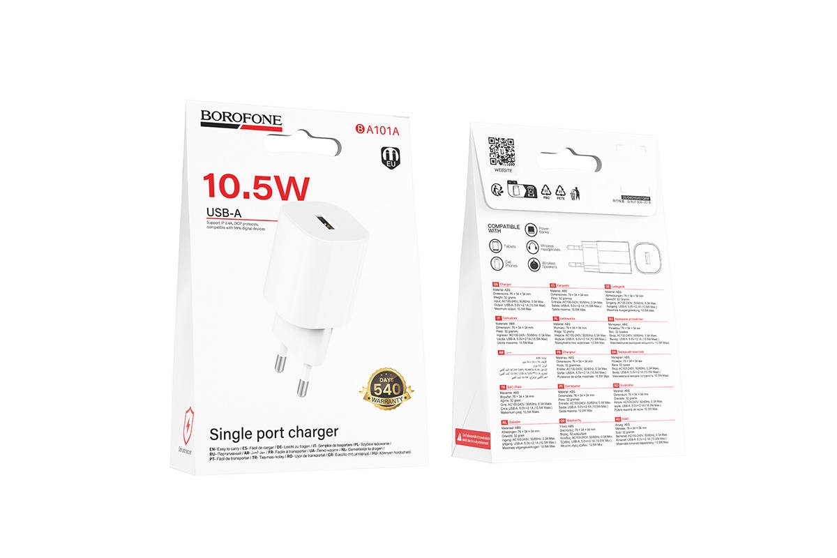 Сетевое зарядное устройство USB-C BOROFONE BA101A Pudding (белый)