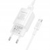 Сетевое зарядное устройство USB + кабель Type-C BOROFONE BA101A Pudding 2100 mAh белый