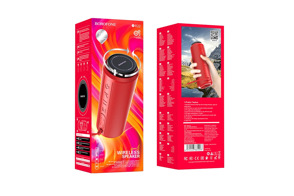Портативная беспроводная акустика BOROFONE BR22 Sports BT  цвет красный