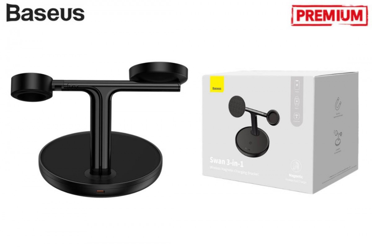 Беспроводное зарядное устройство 3 в 1 Baseus Swan Bracket 20W, универсальный, Include:USB For type-C 3A 1 м) (черный) Беспроводное зарядное устройство 3 в 1 Baseus Swan Bracket 20W, универсальный, Include:USB For type-C 3A 1 м) (черный)