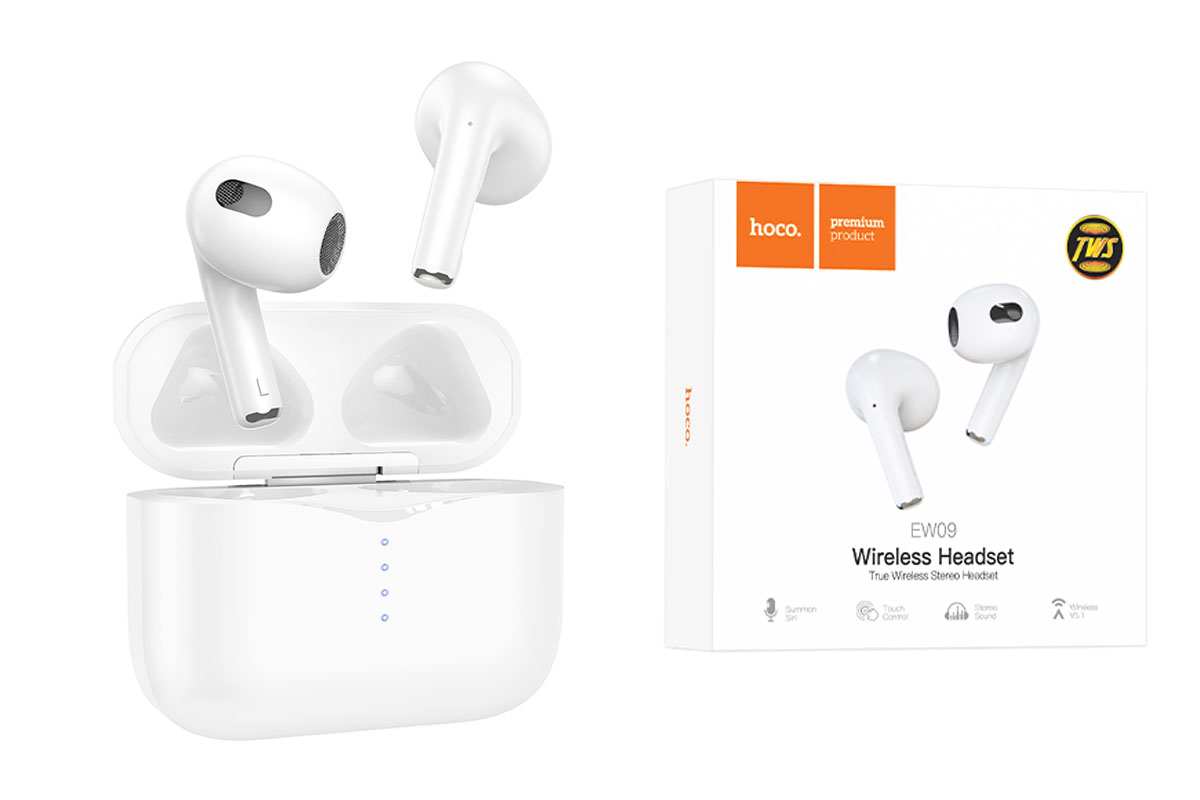Беспроводные наушники EW09 Soundman true wireless BT headset  HOCO белые