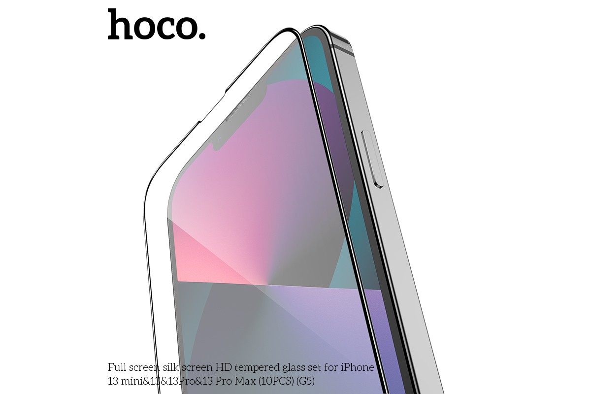 Защитное стекло дисплея iPhone 13/13 Pro (6.1)  HOCO G5 Full screen silk screen HD черное