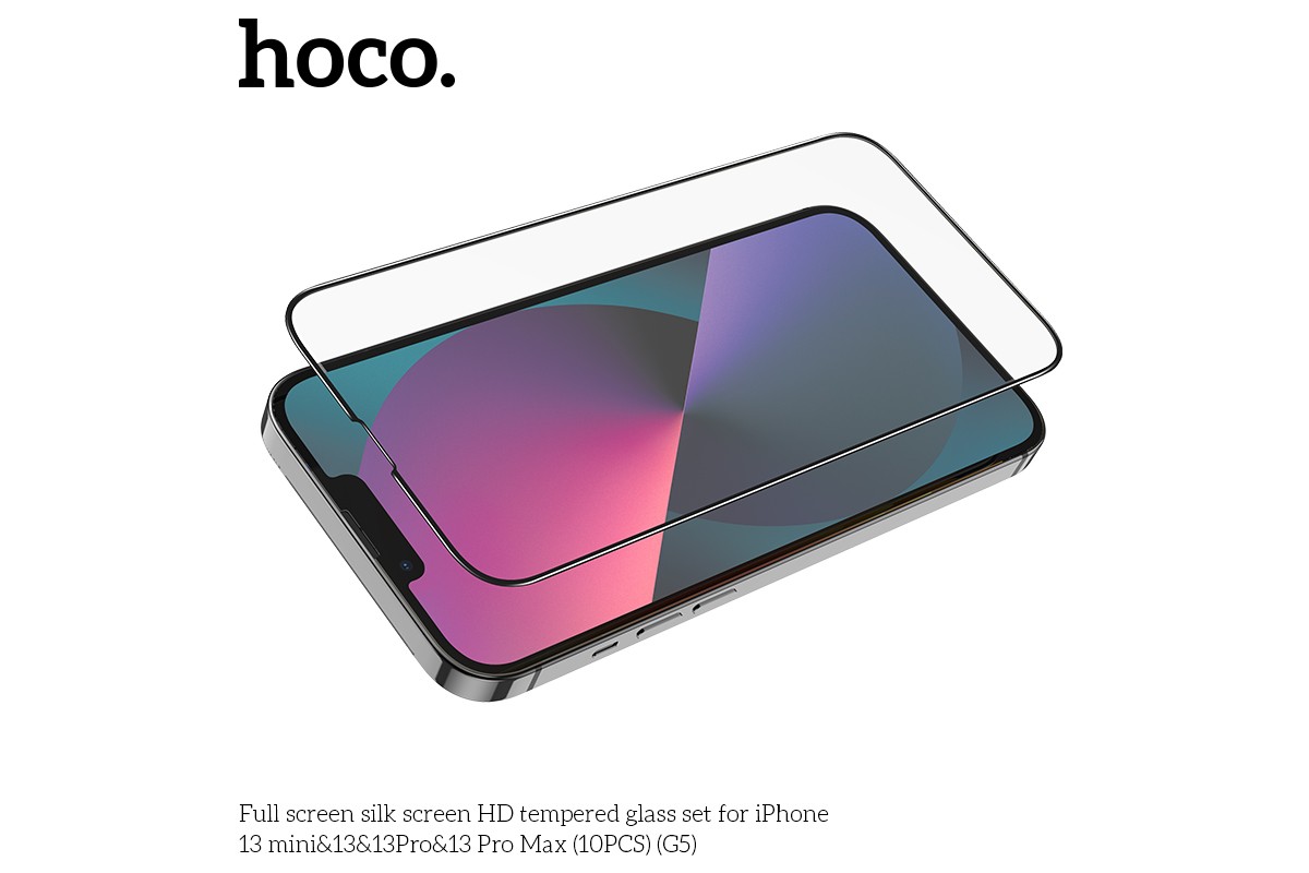 Защитное стекло дисплея iPhone 13 Pro Max (6.7) HOCO G5 Full screen silk screen HD черное
